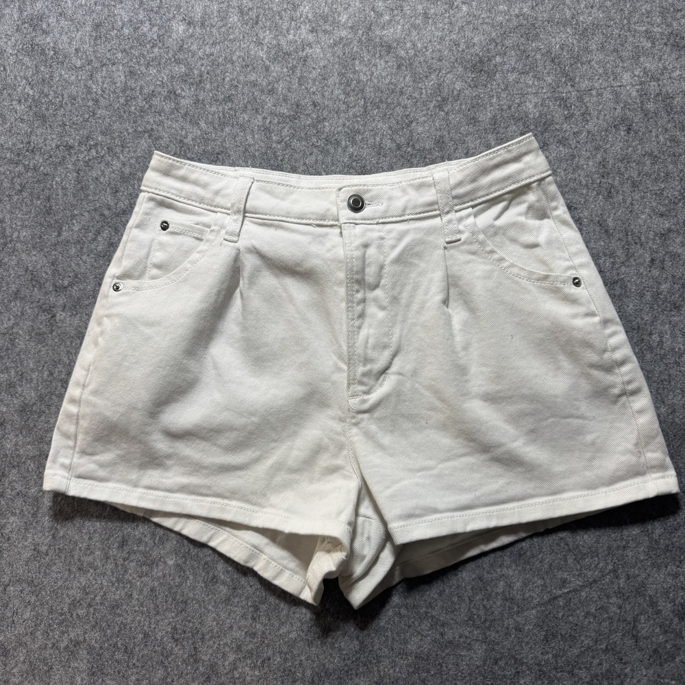 GB Shorts Womens 7 White High Rise Casual Cotton Blend 5 Pocket Summer Style